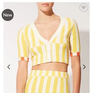 NWT Solid & Striped Leigh Cardigan Large L Yellow Striped Cropped Sweater